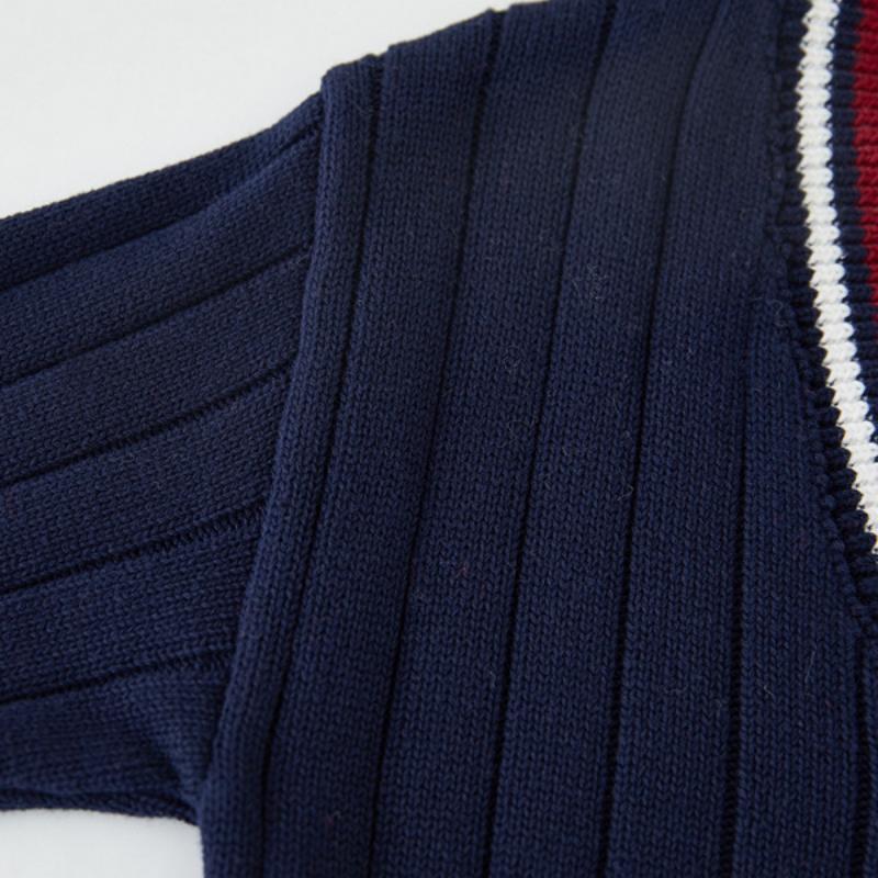 Styl Kolegialny Kontrastowy Kolor Haft Chłopcy i Dziewczęta Dzianinowy Kardigan Mundurek Szkolny Mundurek Klasowy Sweter Dziecięcy Kardigan Kurtka