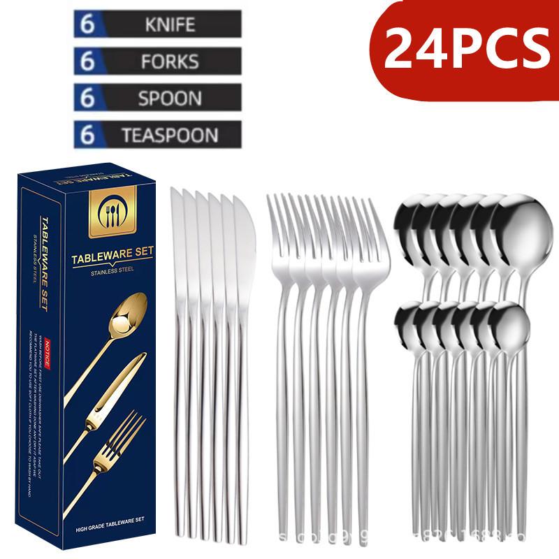 

Столовые приборы из нержавеющей стали португальский нож и вилка набор из 30 предметов, западная еда золотой нож для стейка и вилка ложка подарочный набор в коробке