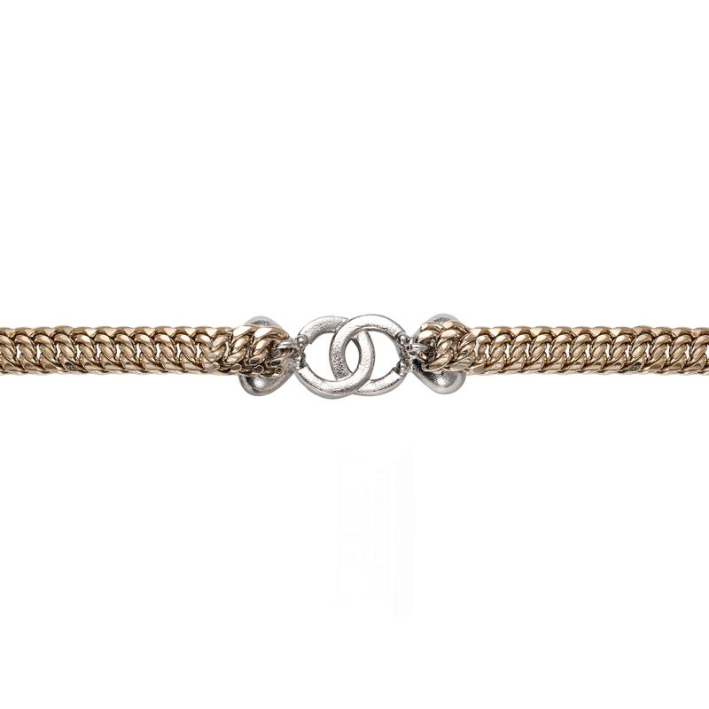 CHANEL [23 Spring and Summer New Products] CHANEL23S Chain Double C Full Diamond Heart Bracelet Women's Champagne Gold