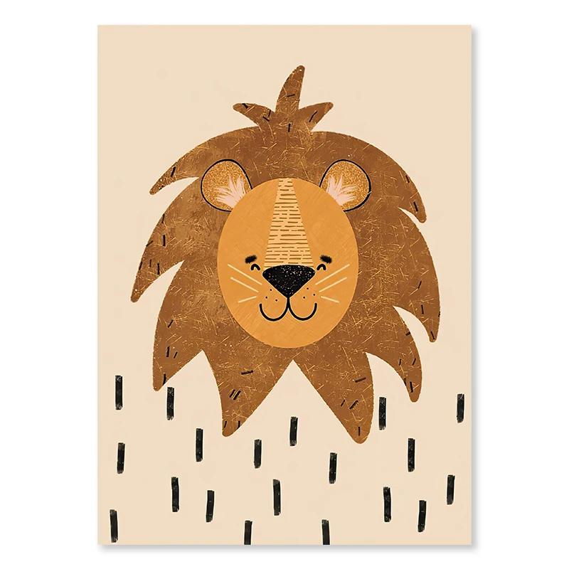 Nordisk Tegneserie Løve Kanin Mus Gås And Veggkunst Lerret Maleri Barnerom Plakat og Trykk Bilder Baby Barn Rom Dekor