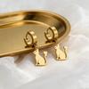 Cute Cat Kitten Heart Drop Earrings for Women Girls Stainless Steel Gold Color Hoop Earring Fashion Jewelry Gifts for Pet Lover