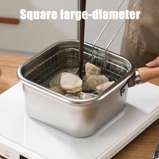 Stainless Steel Deep Fryer 5-in-1 Fryer Steamer Baker Strainer Portable Outdoor Cooking Pot with Basket