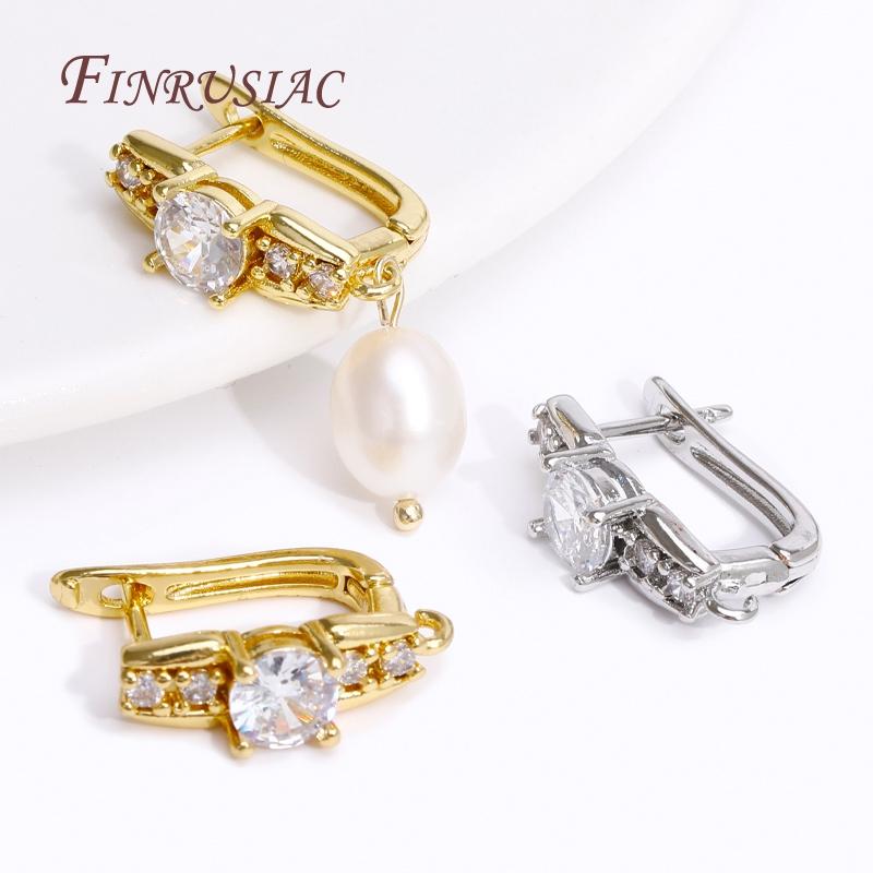 18K Gold Plated Eingelegte Zirkon Ohrhaken Verschlüsse Beschläge Ohrbügel Haken Für Handgemachte DIY Ohrringe Schmuckherstellung Zubehör