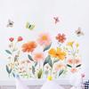 Cartoon Aesthetic Rustic Floral Butterfly Wall Stickers, Cute Girly Self-Adhesive Decor for Room Decoration