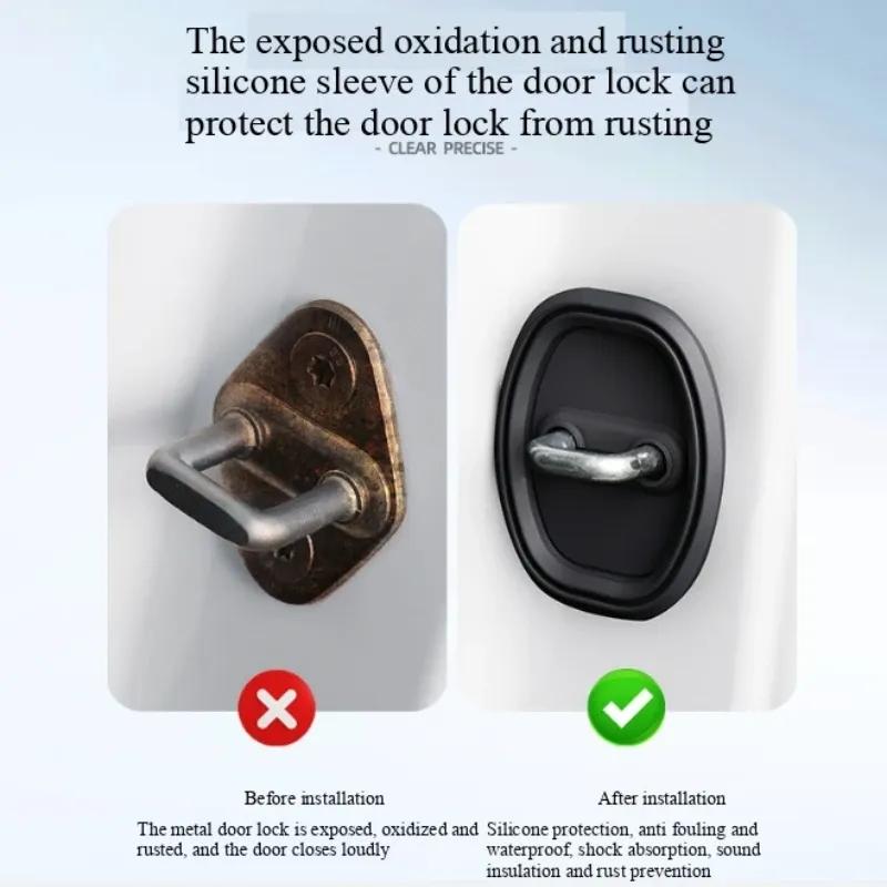4pcs Silicone Car Door Lock Buckle Protection Cover for XPENG P7/P5/G9/P7i Anti-Collision Shock Absorbing Pad Car Accessories