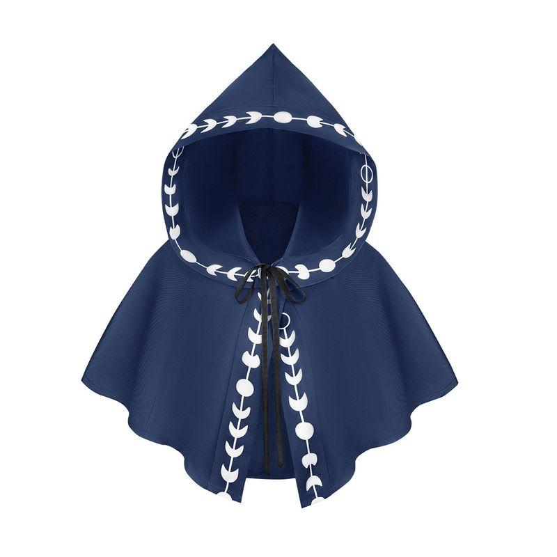 Halloween Medieval Printed Hooded Cloak Stage Cosplay Character Performance Costume Hooded Cloak.