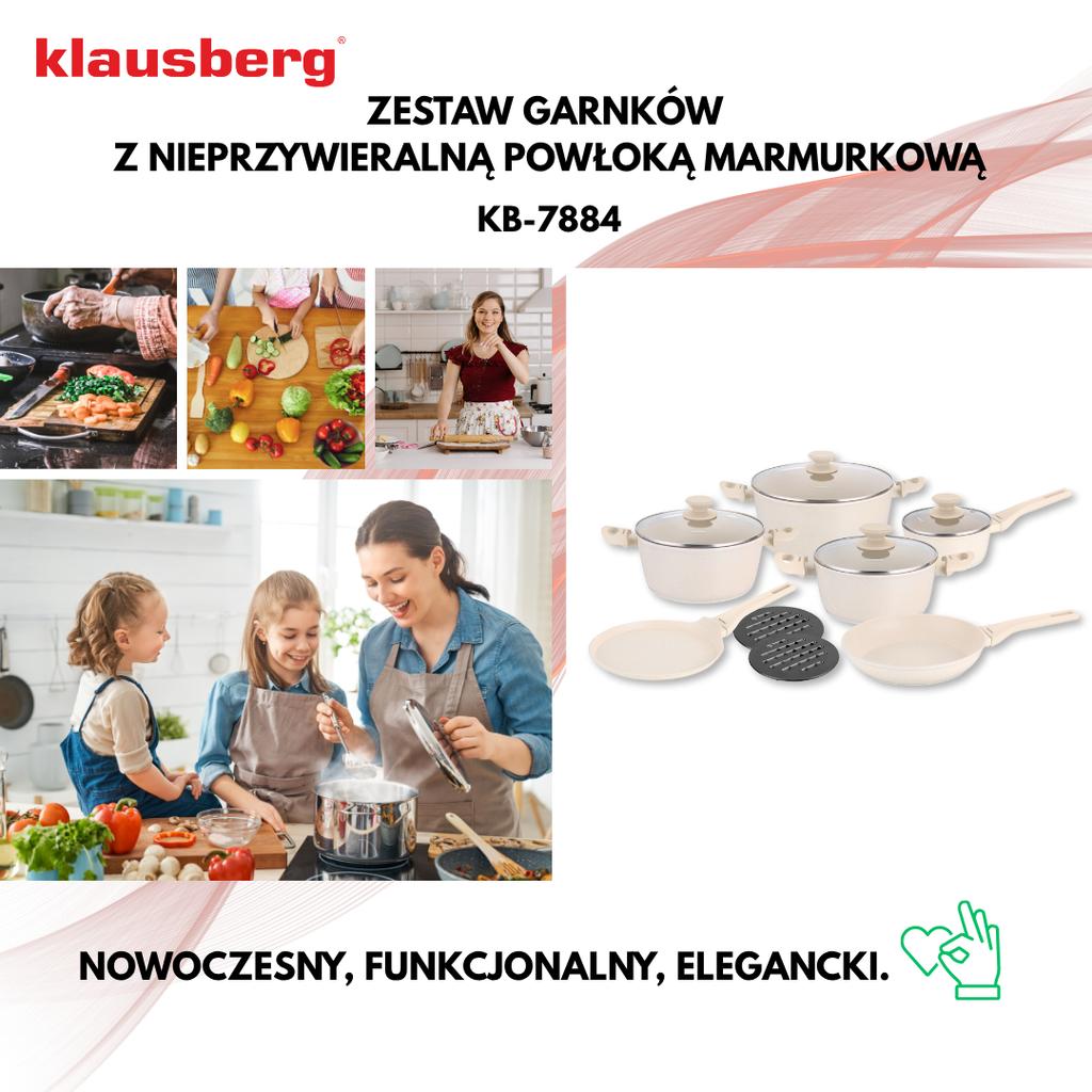 Komplet garnków z marmurkową powłoką nieprzywierającą 12-ele KLAUSBERG KB-7884