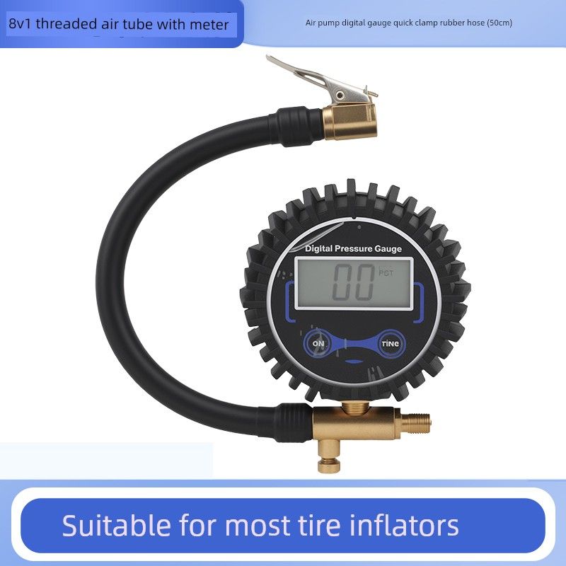 Car Air Pump with Pressure Gauge, Portable Car Tire Inflator, Adapter, Bicycle Tire Pressure Gauge