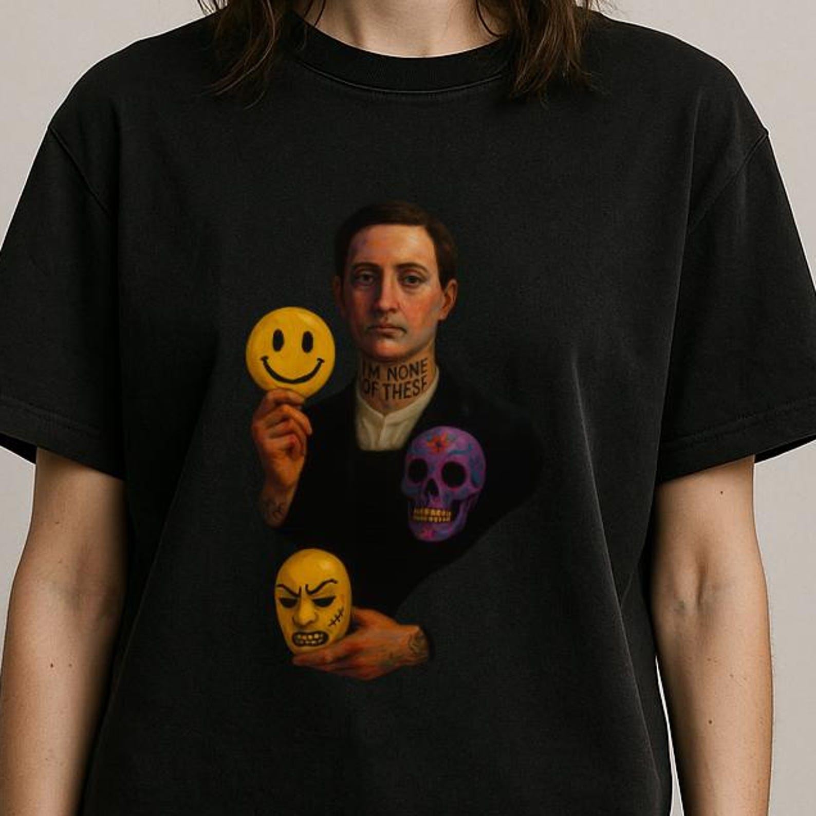 Surreal shirt Art T-Shirt: Abstract Portrait Graphic Tee M