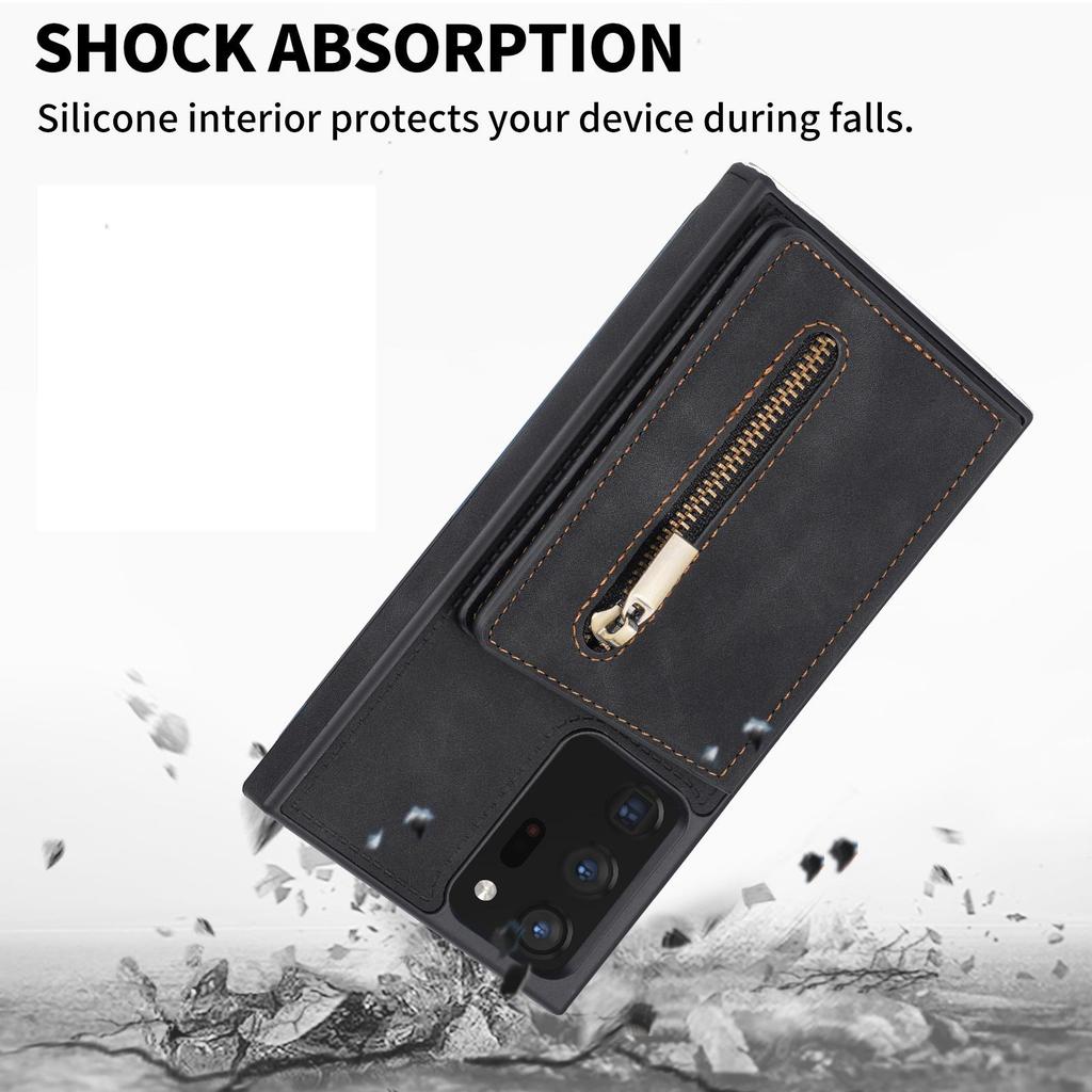 Samsung S24ultra S23 Multi-function Zipper Mobile Phone Case: A54 Anti-fall Protective Cover with Wristband.
