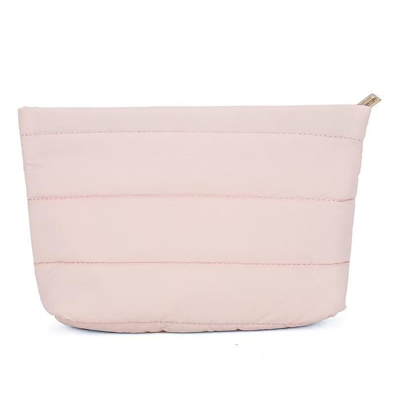 Women & Girls Fashion Puff Quilted Zipper Cosmetic Bag Soft Polyester Portable for Makeup & for Storage