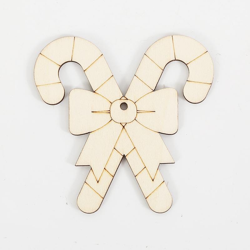 10Pcs Christmas Cartoon Pattern Colorless Wood Board & Hemp Rope - Manual Coloring Christmas Tree Pendant Christmas Decorations