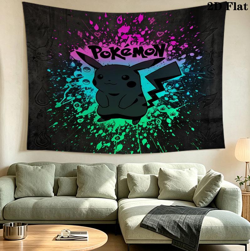 Pokemon Wall Tapestry Aesthetic Wall Hanging Printed Fabric Blanket Decorative Tapestries For Bedroom Living Room Home Decor