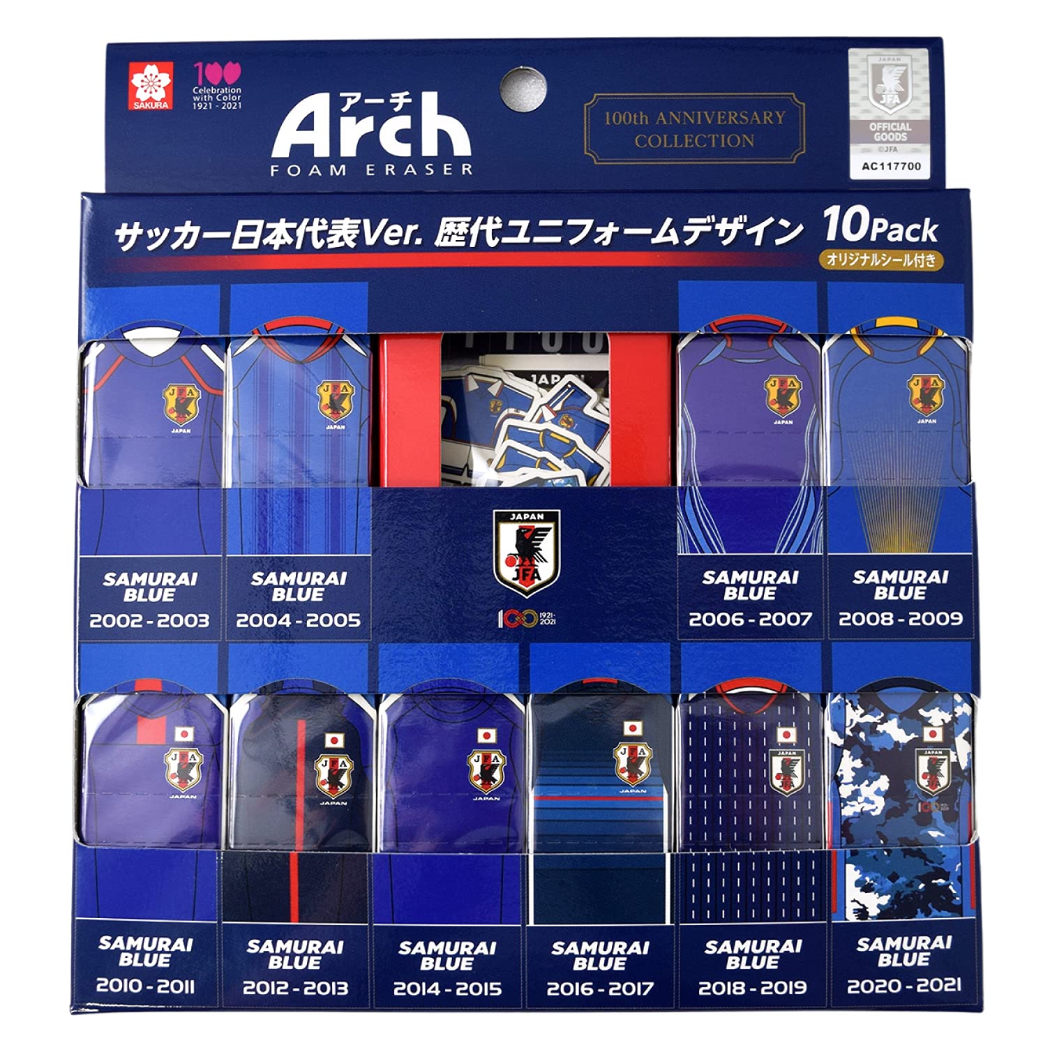 

Sakura Arch Official Japan National Football Team Licensed Arch Japan National Team Cray-Pas Eraser, Product, Eraser, Version, 10-Pack, синий