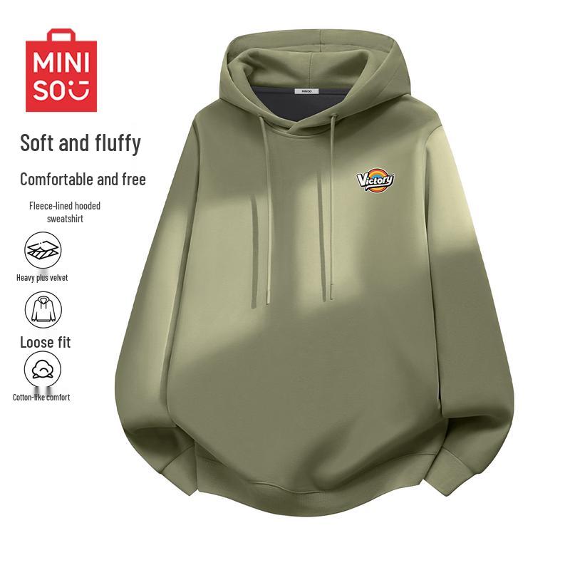 MINISO Men's Heavyweight Fleece Hooded Sweatshirt
