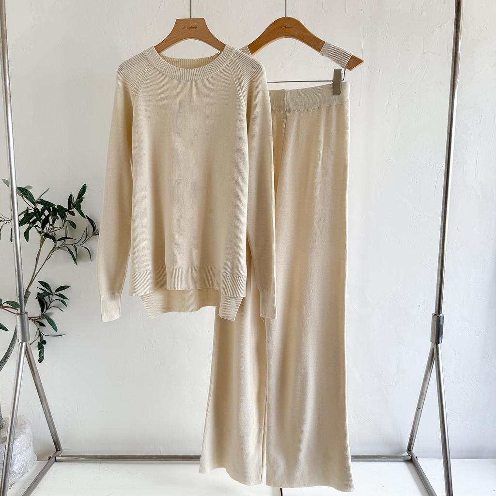 JKASHDK Women's Fashion Casual Spring Autumn Solid Color Print Long Sleeve O-Neck Trousers Pants Suits