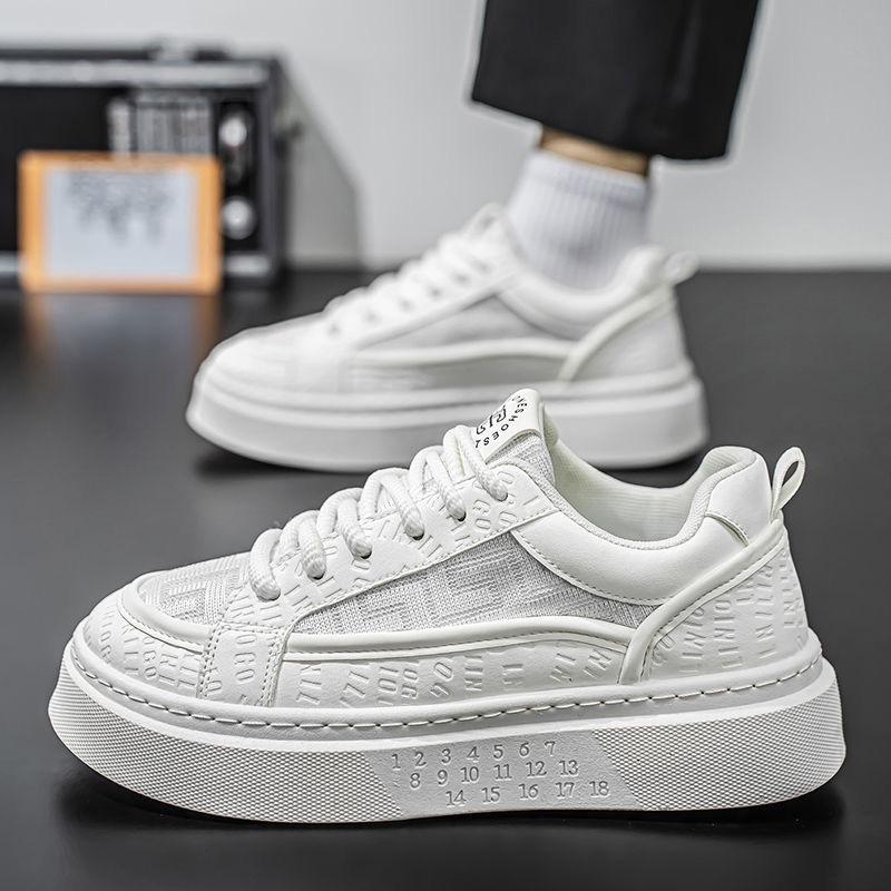 Men's Shoes Summer Breathable Trend Versatile Casual White Board Shoes Youth Non-slip Sports Cloth Shoes White Shoes Trendy Shoes