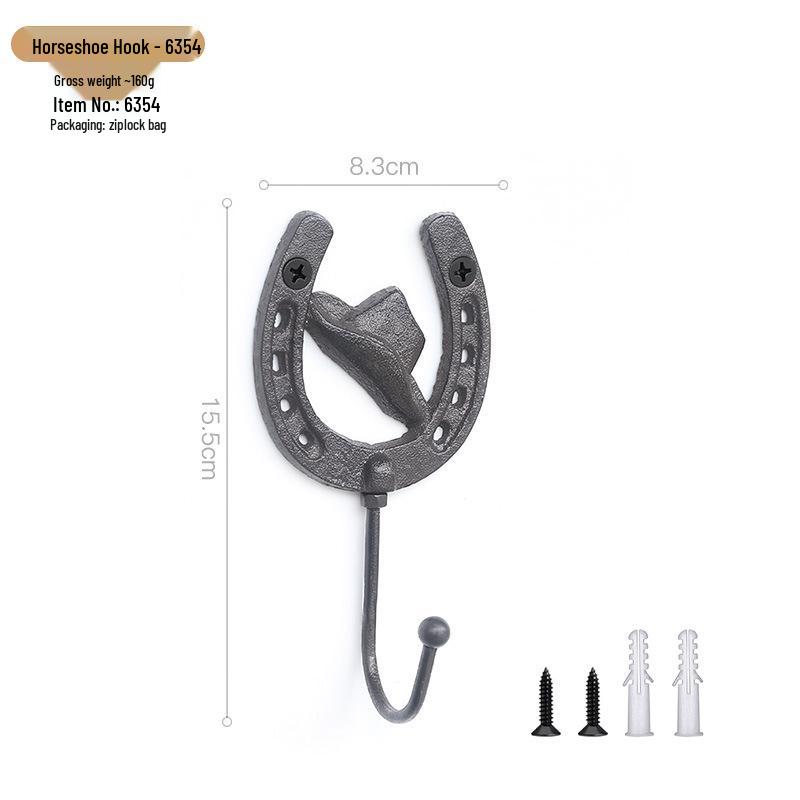 American Retro Horseshoe Iron Wall Hook - Cast Iron Art Decor for Bars and Cafes