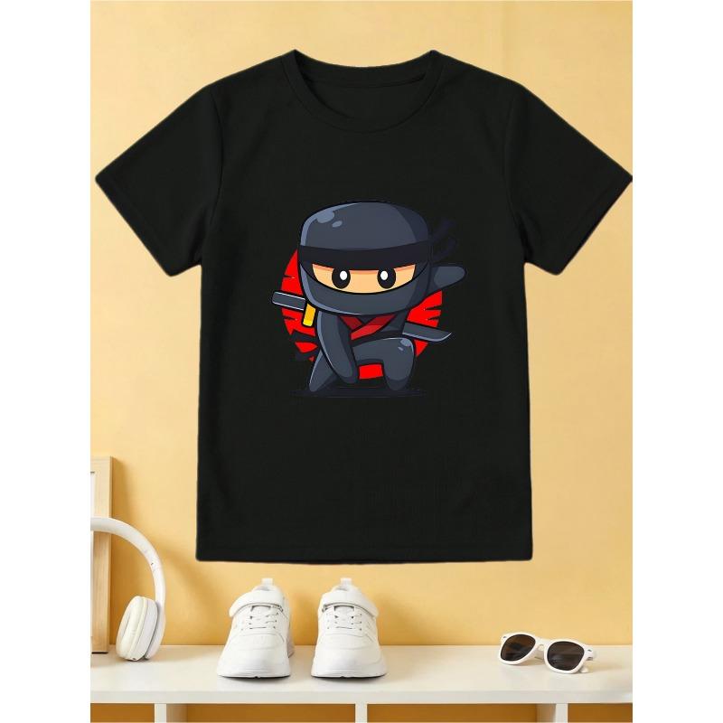 Europäische Größen Kinder Sommer Kurzarm T-Shirt, Cartoon Print Oberteil für Jungen, Mit Süßem Design, Geeignet für Ausflüge und den Alltag