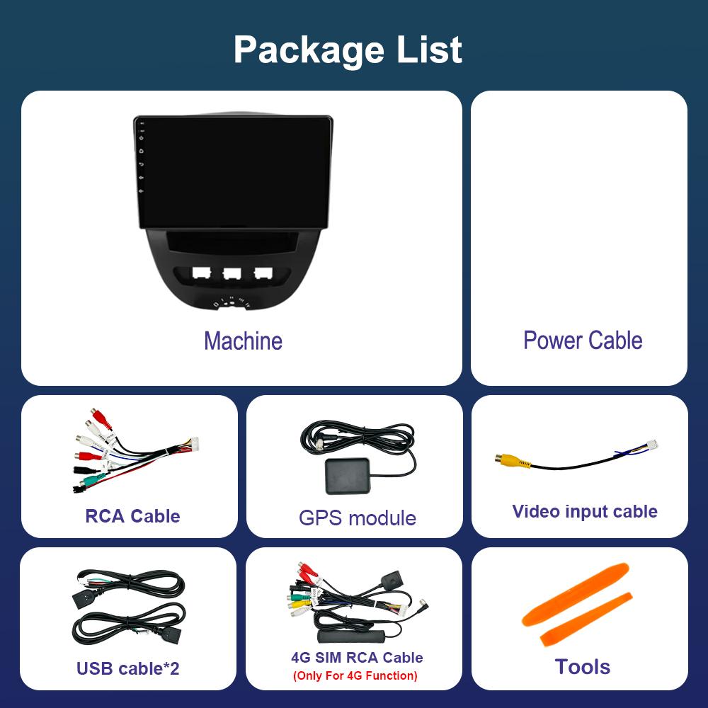 For Peugeot 107 For Toyota Aygo For Citroen C1 2005 - 2014 Android 14 GPS Car Video Multimedia Player BT WiFi HD Touch Screen 4G