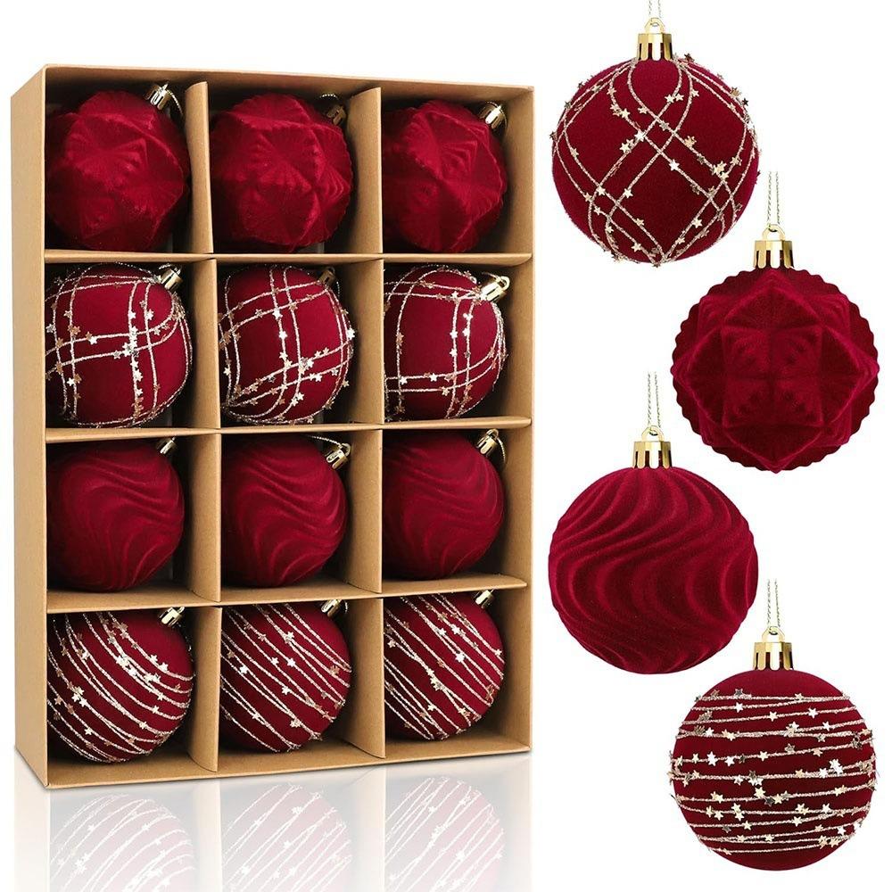 Flocked Christmas Balls Plush Velvet Hanging Ornaments Pendant Christmas Decorations Home Decor