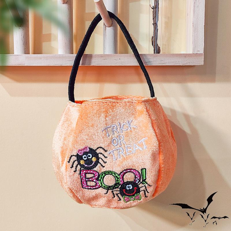 Halloween Pumpkin and Ghost Velvet Tote Bags for Kids