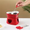 320ml Ceramic Heart-Shaped Fondue Pot Set with 4 Forks - White & Red Options - Perfect for Chocolate & Cheese Desserts
