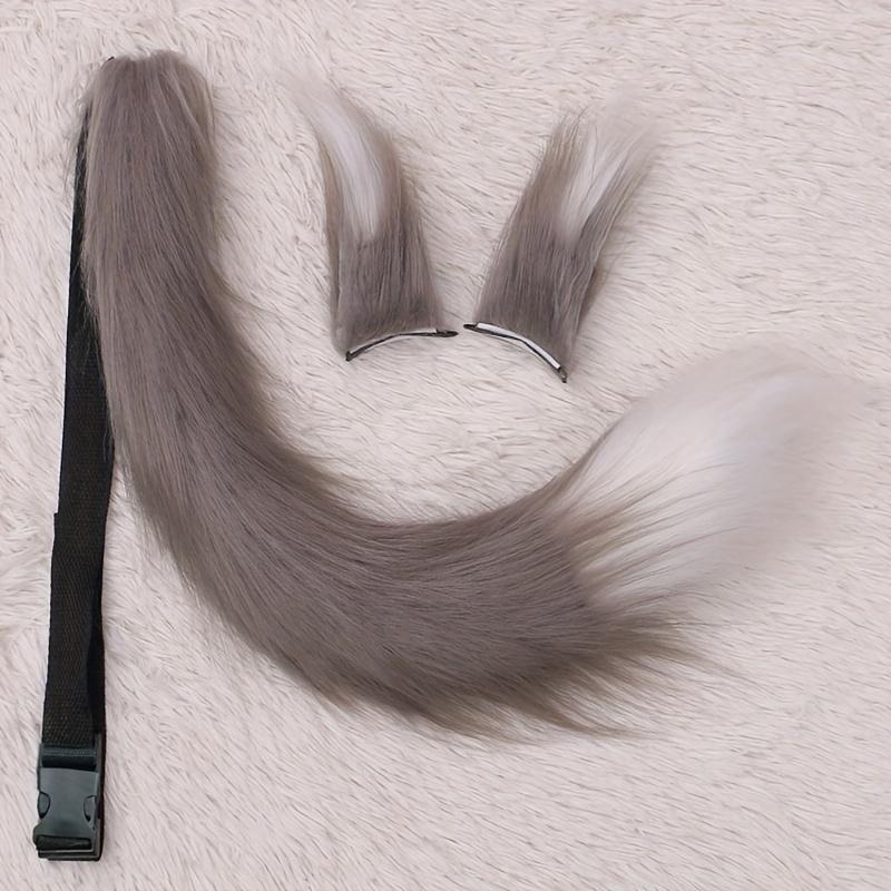 1 Set Fox Mother Cosplay Accessory – Beast Ear Hair Clip & Beast Tail Fox Set for Cosplay