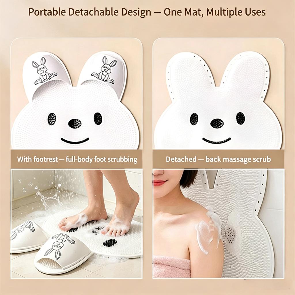Anti-Slip Foot Massage Bath Mat & Exfoliating Foot Body Scrubber, Soft Towel Bath Rug with Back Brush,