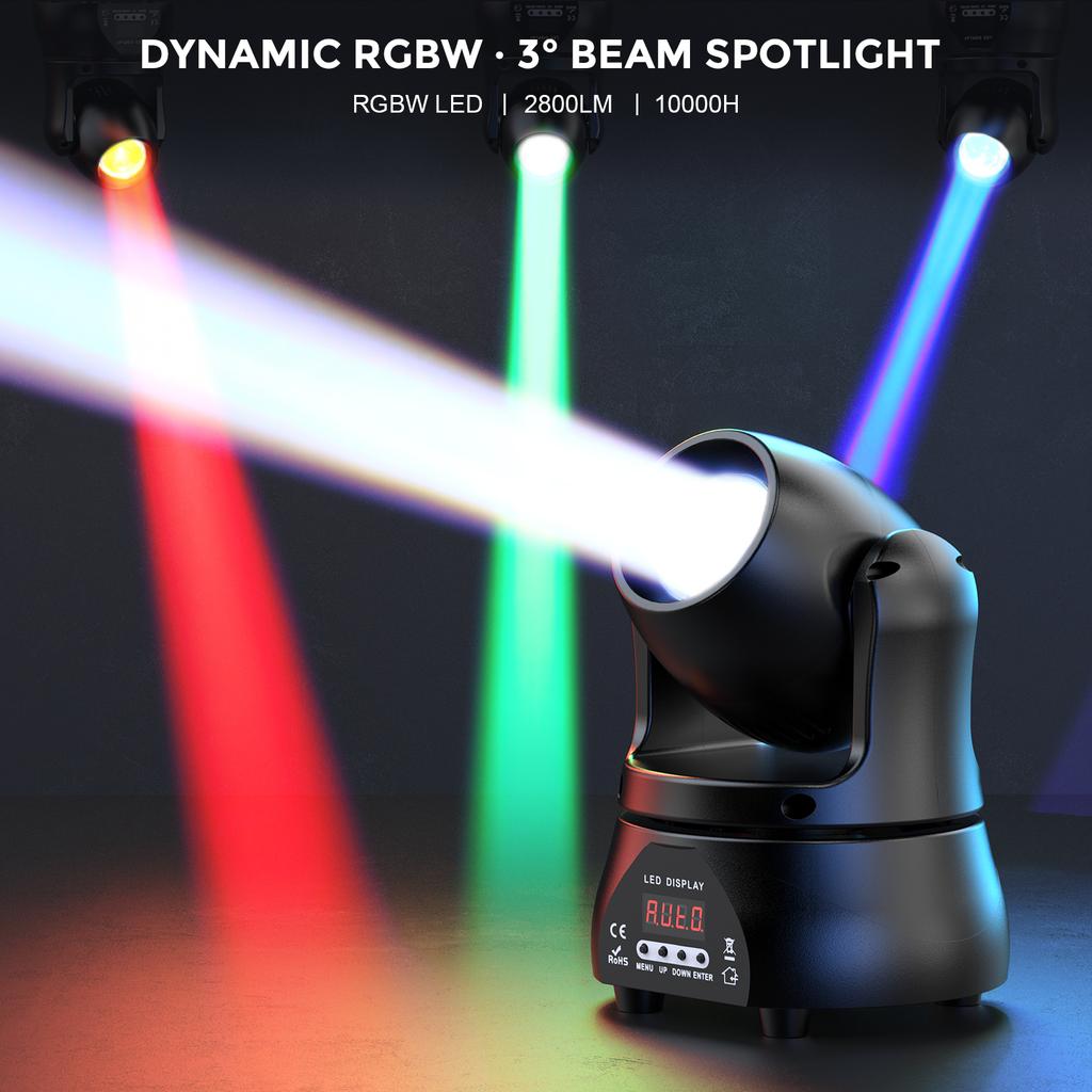 U`King 2pcs 40W LED Beam Moving Head Light RGBW Beam Effect Stage Lights DMX Sound Activated Moving Head Lights