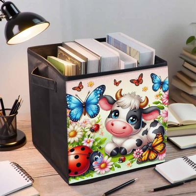 Vacas y Mariposas Pintura de Diamantes 5D Cesta de Almacenamiento Taladro Redondo Completo Mosaico Bordado de Diamantes Kits de Punto de Cruz Decoración del Hogar Decoración del Hogar