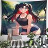 Anime Girl in Sunlit Park Background Pattern Wall Hanging Tapestry Decorative Tapestry Home Decor for Bedroom and Living Room