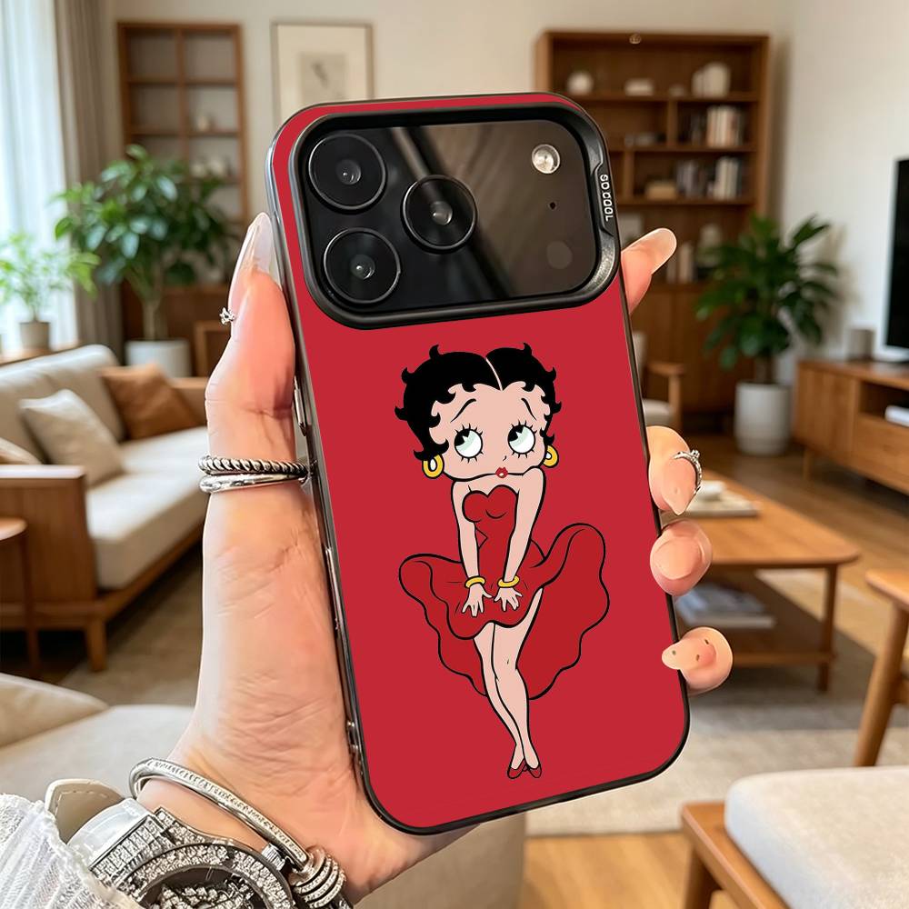 Classic Character B-Bettys Boops Phone Case For iPhone17,16,15,14,13,12,11Plus,Pro Max,XS,Colorful Silver Phone case Funda Cover