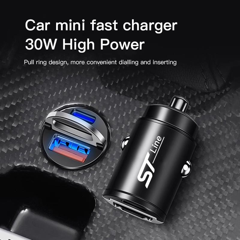 Car Fast Charger USB Type-C Ports Power Adapter Accessories For Ford ST Line Focus Mustang Fiesta Puma Ranger Kuga MK7 MAX F150