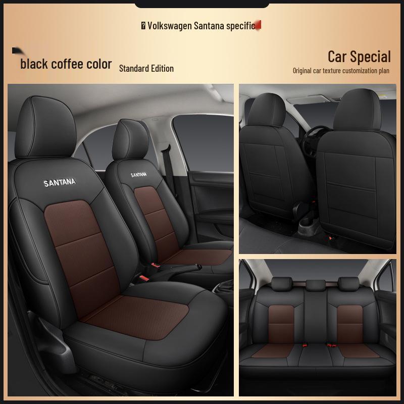 

Five-Seat Full Coverage Leather Car Seat Cover for Santana Hao Na - Universal Fit for All Seasons. Set