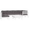 7 Piece Garden Lounge Set with Cushions White Pine Wood