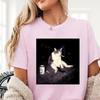 Funny Smoking Cat Meme Graphic Printed Tshirt Summer Fashion Leisure Versatile Womens YK TShirt Casual Clothing