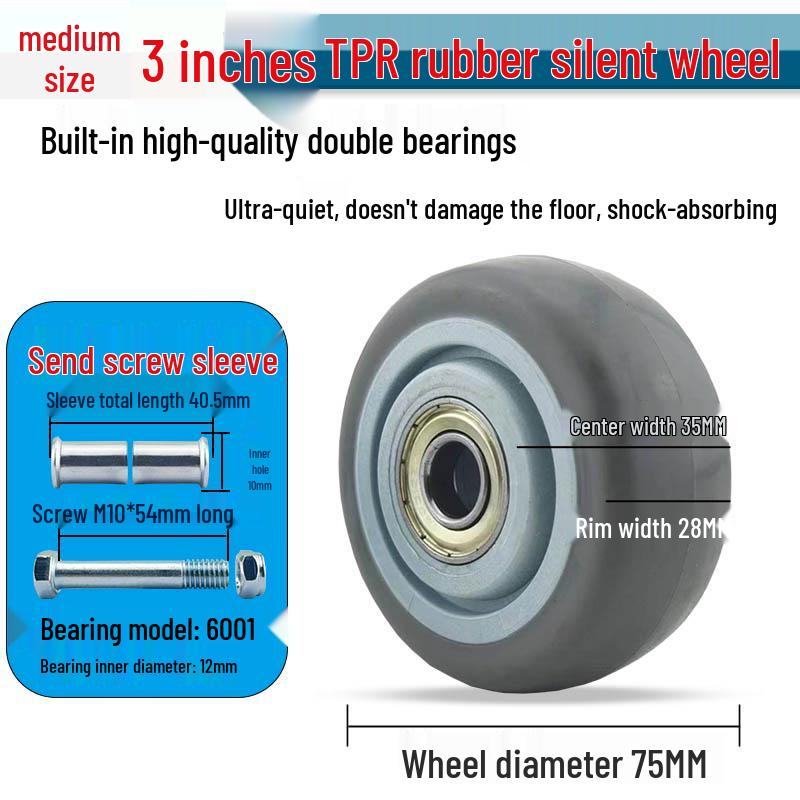 Nylon Swivel Caster Wheels: 2-6 inch Heavy-Duty Rubber & Flat Plate Options