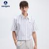 Men's Loose Fit Striped Casual Short Sleeve Shirt