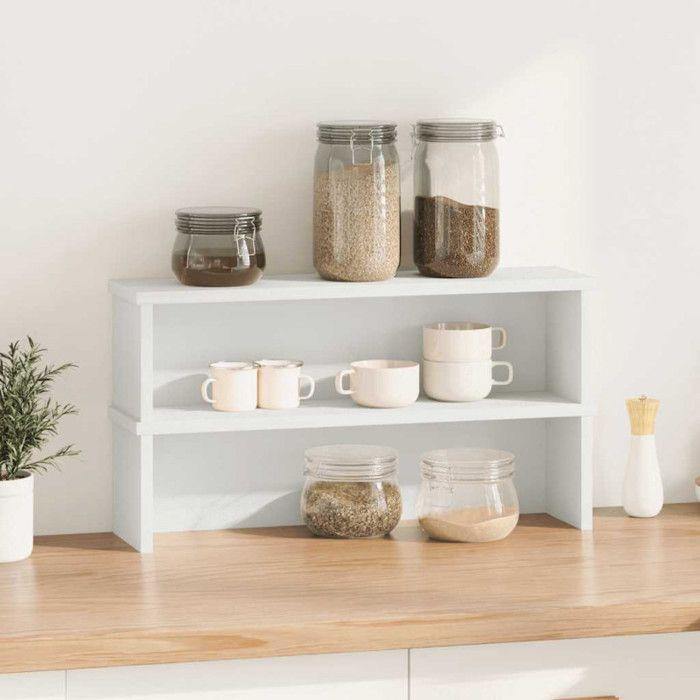 VidaXL Étagères de cuisine empilables 2 pcs blanc 60x15x16 cm, étagère de rangement de cuisine, organiseur d'armoires,, 860500