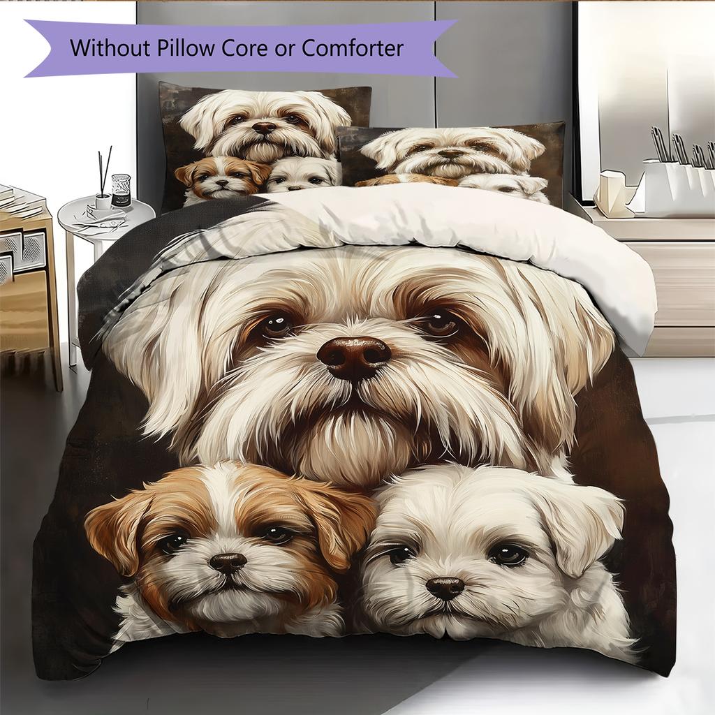 Shih Tzu Muster Bettwäsche Heimdekoration Geburtstagsgeschenk (1 Bettbezug + 2 Kissenbezüge, ohne Füllung)