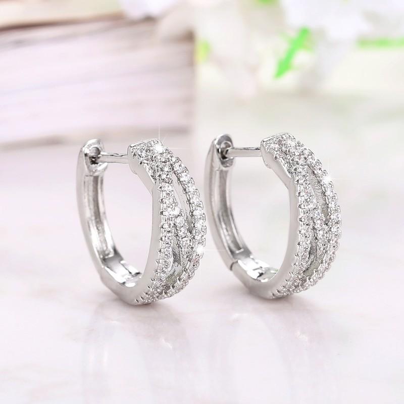 Huitan New Arrival Twist Design Hoop Earrings Silver Color Women Fashion Contracted Female Jewelry Daily Wear Wedding Accessory