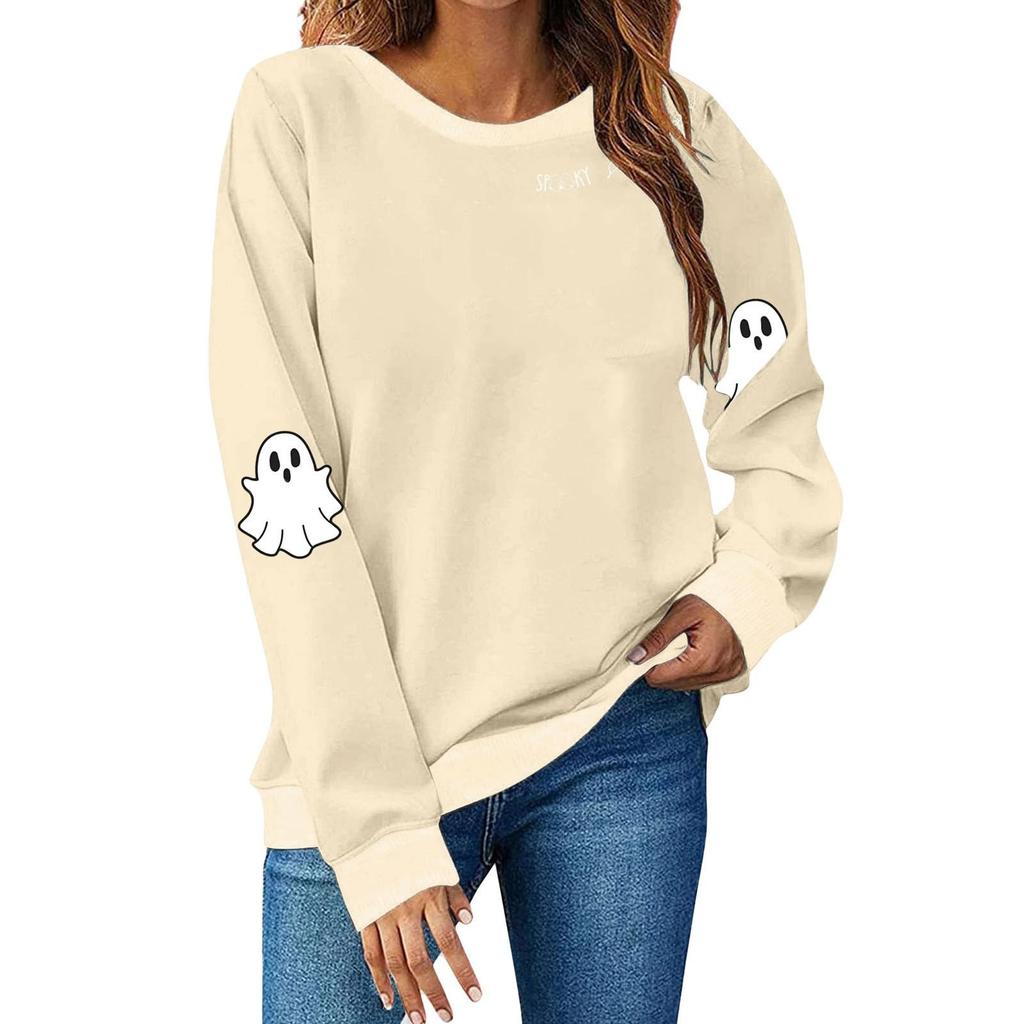 Women's Casual Fashion Print Long Sleeve O-Neck Sweatshirts Pullover Top Blouse