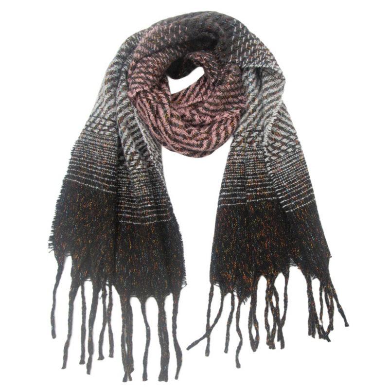 Color Tassel Warm Shawl Clip Winter Women's Autumn and Flower Gradient Scarf Keep