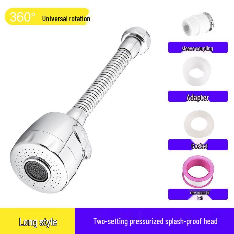 Universal Rotating Kitchen Faucet Extender with Water Saver and Anti-Splash Aerator