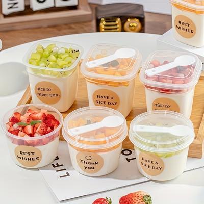10pcs Pudding Mousse Cups SquareRound Yogurt Milk Jelly Cups With Lids For Birthday Parties Family Gatherings Outdoor Picnics