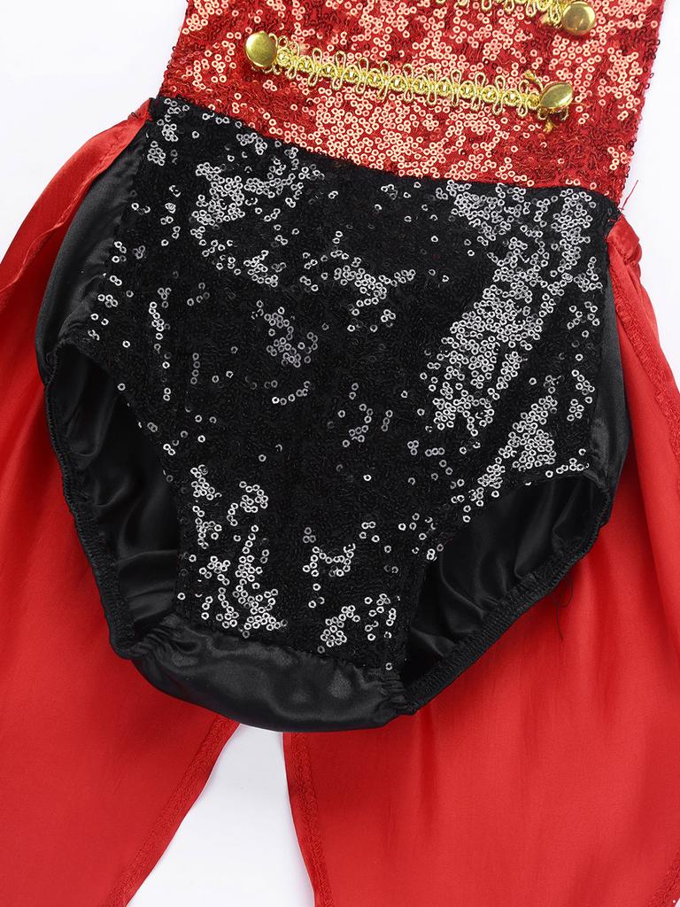 Baby Girls Ringmaster Circus Costume Sleeveless Sequined Bowknot Romper Feather Mini Top Hat Halloween Cosplay Outfit
