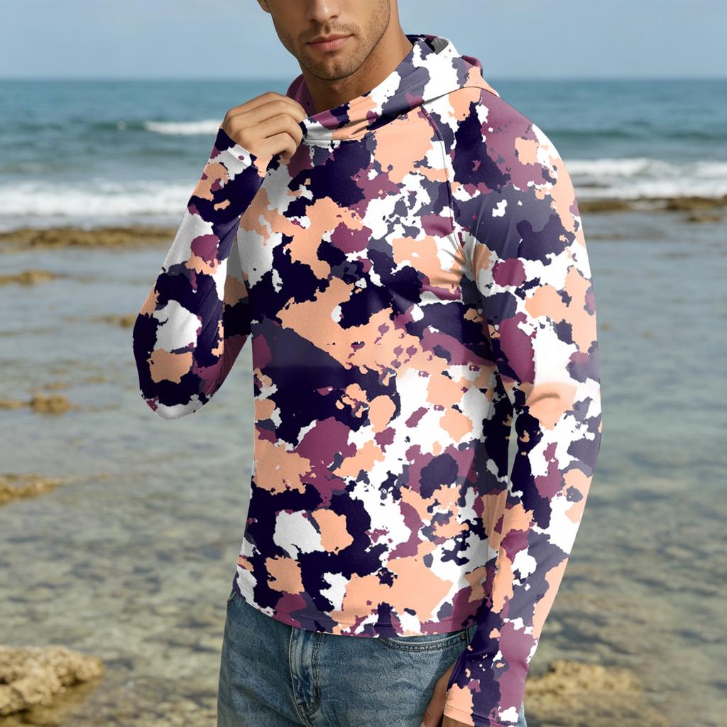 Men 50 Plus Sun Hoodie Long Sleeve Lightweight Quick Dry Hooded Shirt for Outdoor Activities