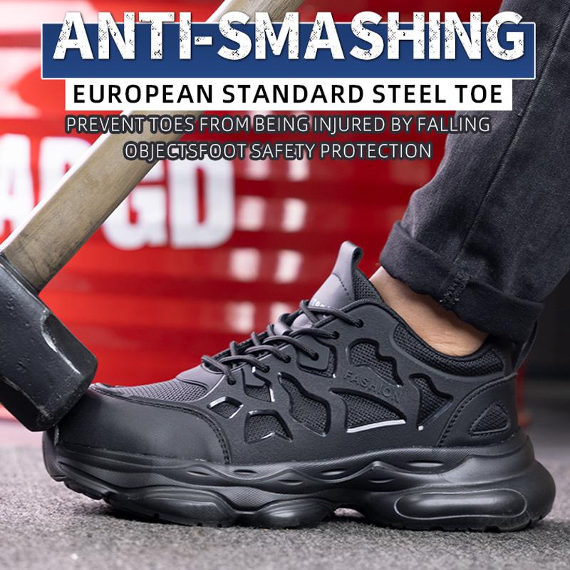Neueste Arbeitssicherheitsschuhe für Herren Anti-Smash Anti-Puncture Arbeitssneaker Stahlkappenschuhe Leichter Komfort Schutzschuhe