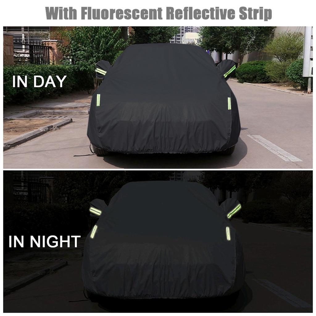 Car Dustproof Waterproof Cover Full Covers with Reflective Strip Sunscreen Protection Cover UV Scratch-Resistant for 4X4/SUV
